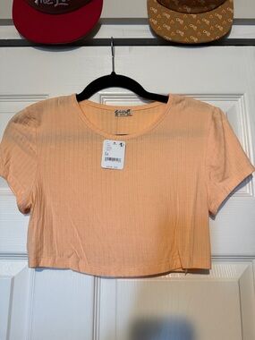 Free People Ribbed Short Sleeve Cropped Tee